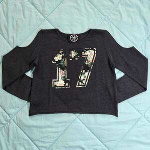 Recycled Karma Cold Shoulder Crop Sweatshirt